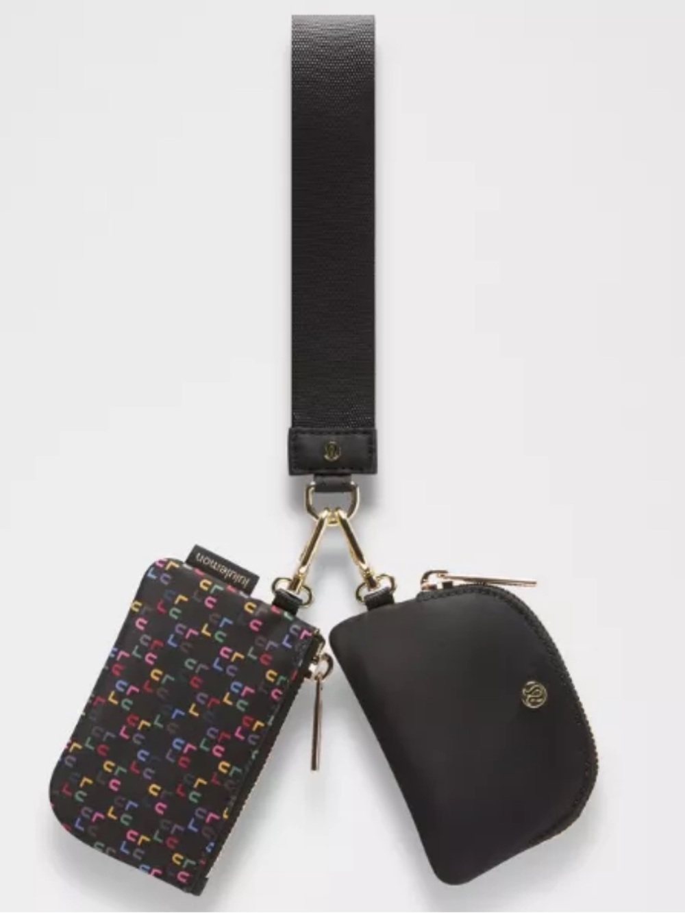 Lululemon Dual Pouch Wristlet Black Multicolor Logo NWT ✨